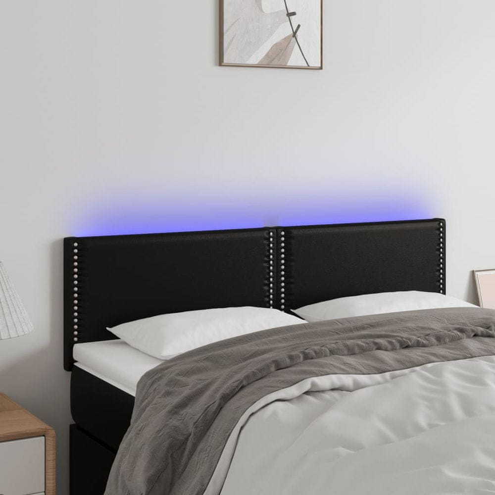 Vidaxl Čelo postele s LED čierne 144x5x78/88 cm umelá koža